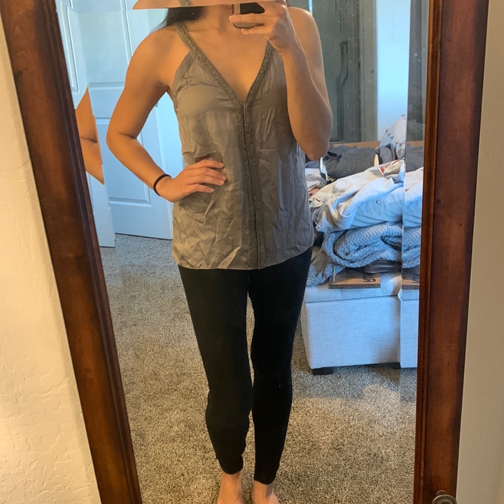Banana Republic Heritage silk beaded blouse